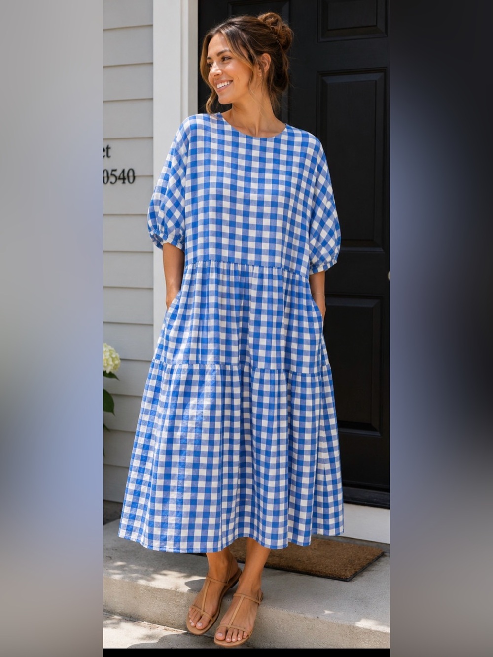 ASOS Blue & White Check Dress US16